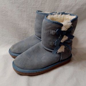 Koolaburra by Ugg Girls Youth Size 2 Blue Winter Boots Fleece Lined with Bows